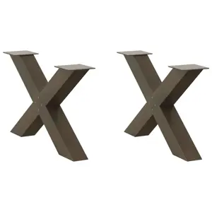 Kavos staliuko kojelės, X formos, 2 vnt., natūralus plienas, 70x(42-43) cm, plienas