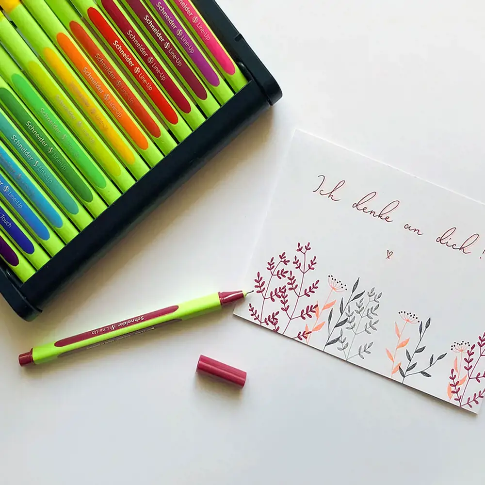 Rašikliai SCHNEIDER LINE-UP 0.4 mm, žalias korpusas, 16 spalvų rinkinys