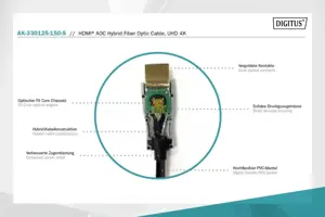 ASSMANN jungiamasis kabelis HDMI hibridinis šviesolaidis Premium HighSpeed Ethernet AOC 4K 60Hz UHD tipo HDMI A/HDMI A M/M 15 m