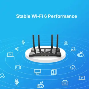 TP-Link AX1500 "Wi-Fi 6" maršrutizatorius, "Wi-Fi 6" (802.11ax), dviejų dažnių (2,4 GHz / 5 GHz), Ethernet LAN, juodas, stalinis maršrutizatorius