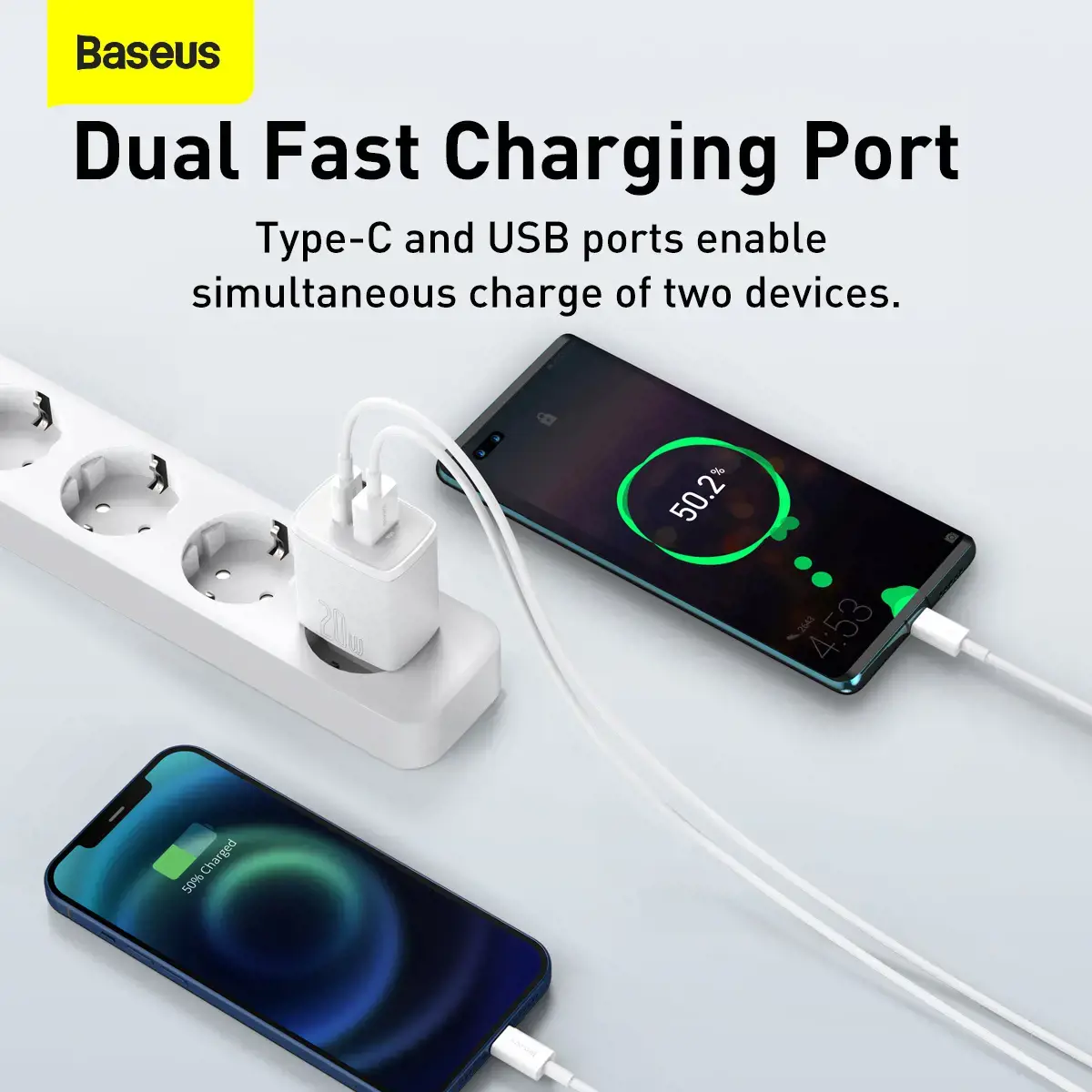 Baseus Compact quick charger USB Type C | USB 20 W 3 A Power Delivery Quick Charge 3.0 white (CCXJ-B02)