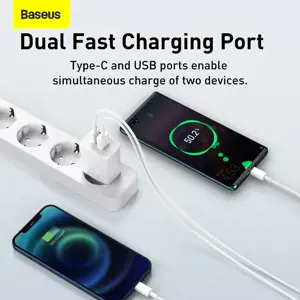 Baseus Compact quick charger USB Type C | USB 20 W 3 A Power Delivery Quick Charge 3.0 white (CCXJ-B02)