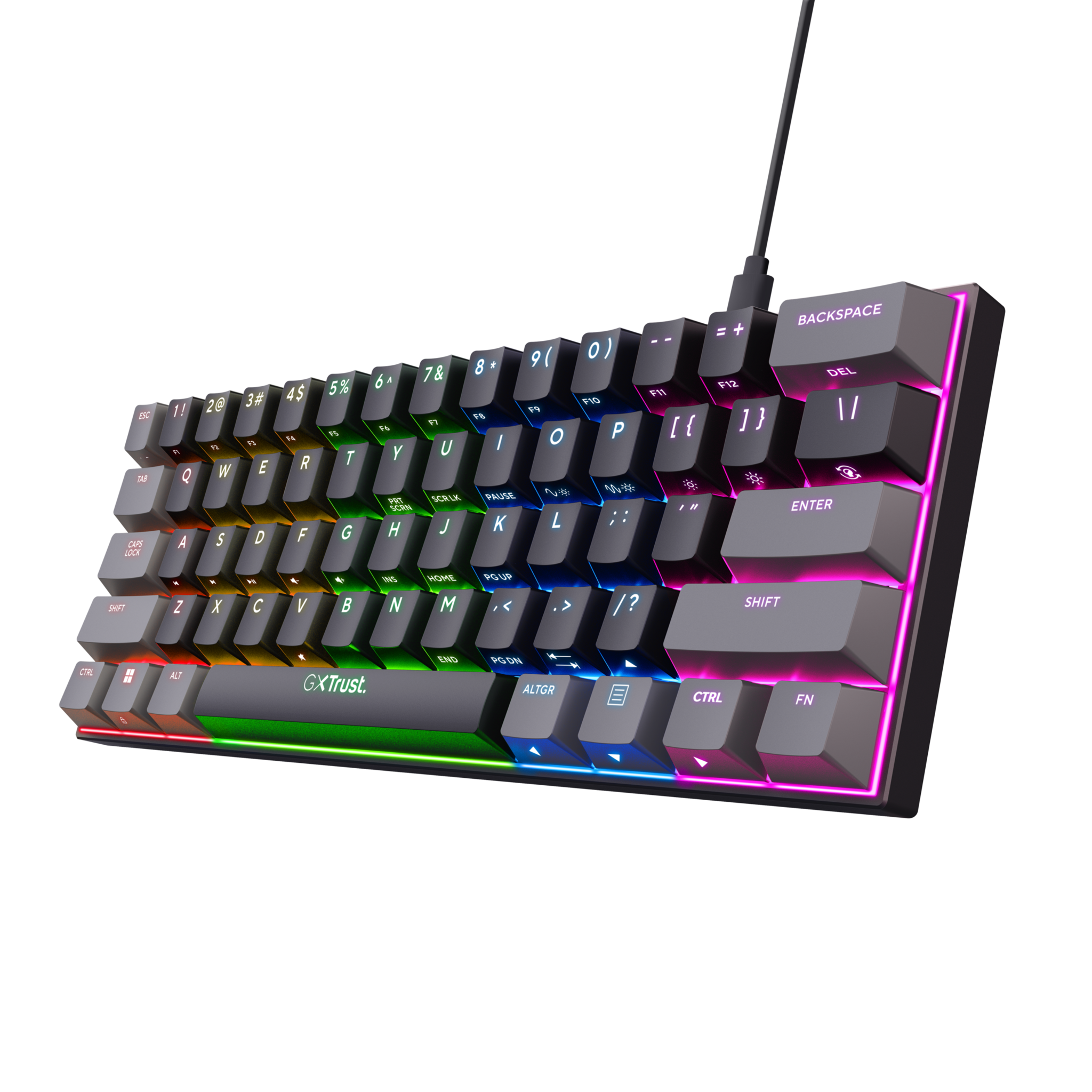 Trust GXT 867 Acira, 60%, Wired, USB, Mechanical, QWERTY, Black