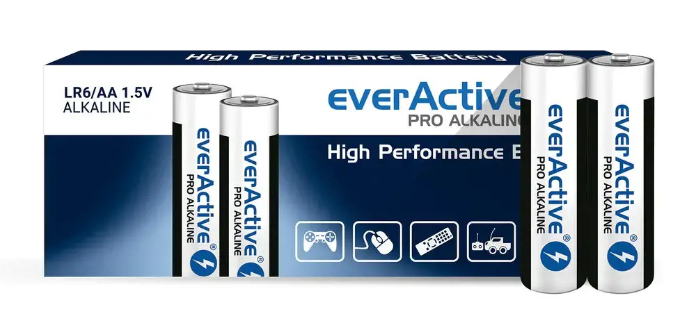Šarminės baterijos everActive Pro Alkaline LR6 AA - susitraukianti pakuotė - 10 vnt.