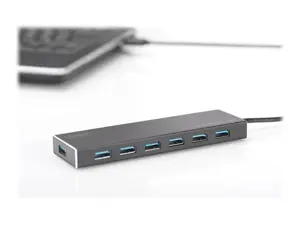 DIGITUS USB 3.0 šakotuvas su 7 prievadais ir 5 V / 3,5 A maitinimo šaltiniu aliuminio korpusas