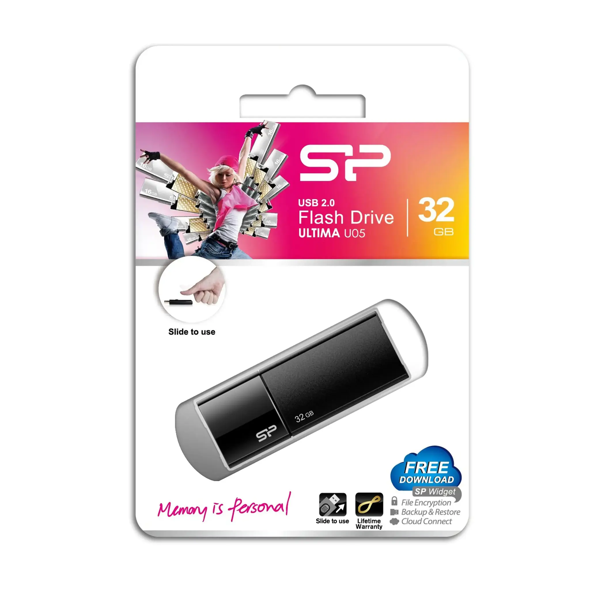 "Silicon Power Ultima U05", 32 GB, USB Type-A, 2.0, skaidrių, 9,2 g, juoda