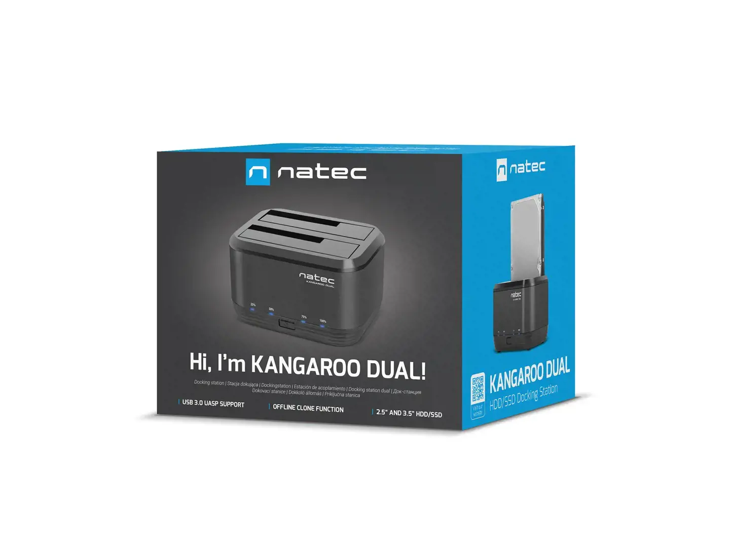 NATEC NSD-0955 Natec KANGAROO DUAL 2,5/3,5 HDD USB 3.0 + kintamosios srovės adapteris
