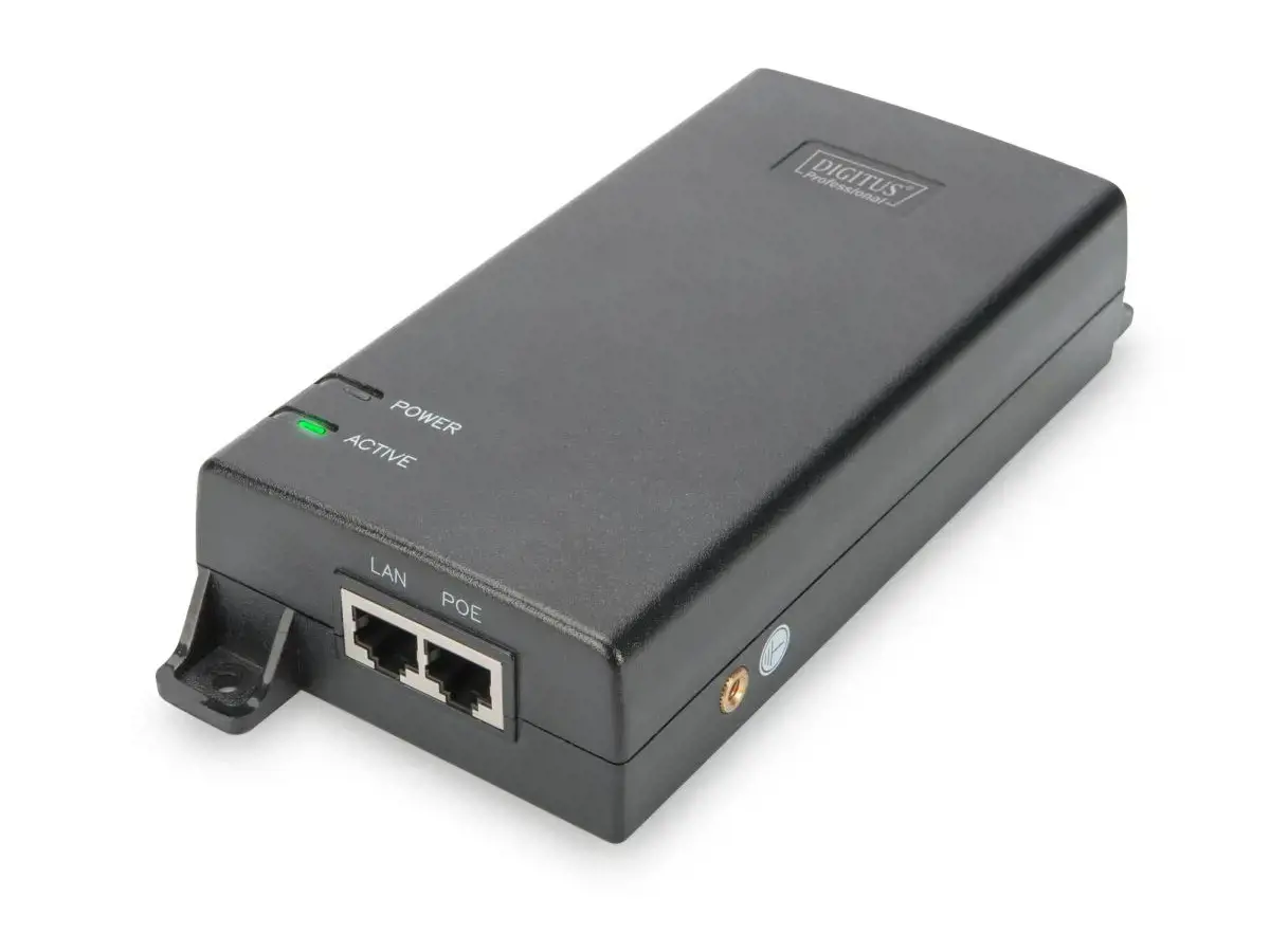 DIGITUS PoE ultra galios valdymo injektorius 48V 60W 10/100/1000 Mbps RJ45 LAN įvestis RJ45 PoE išvestis max 100m