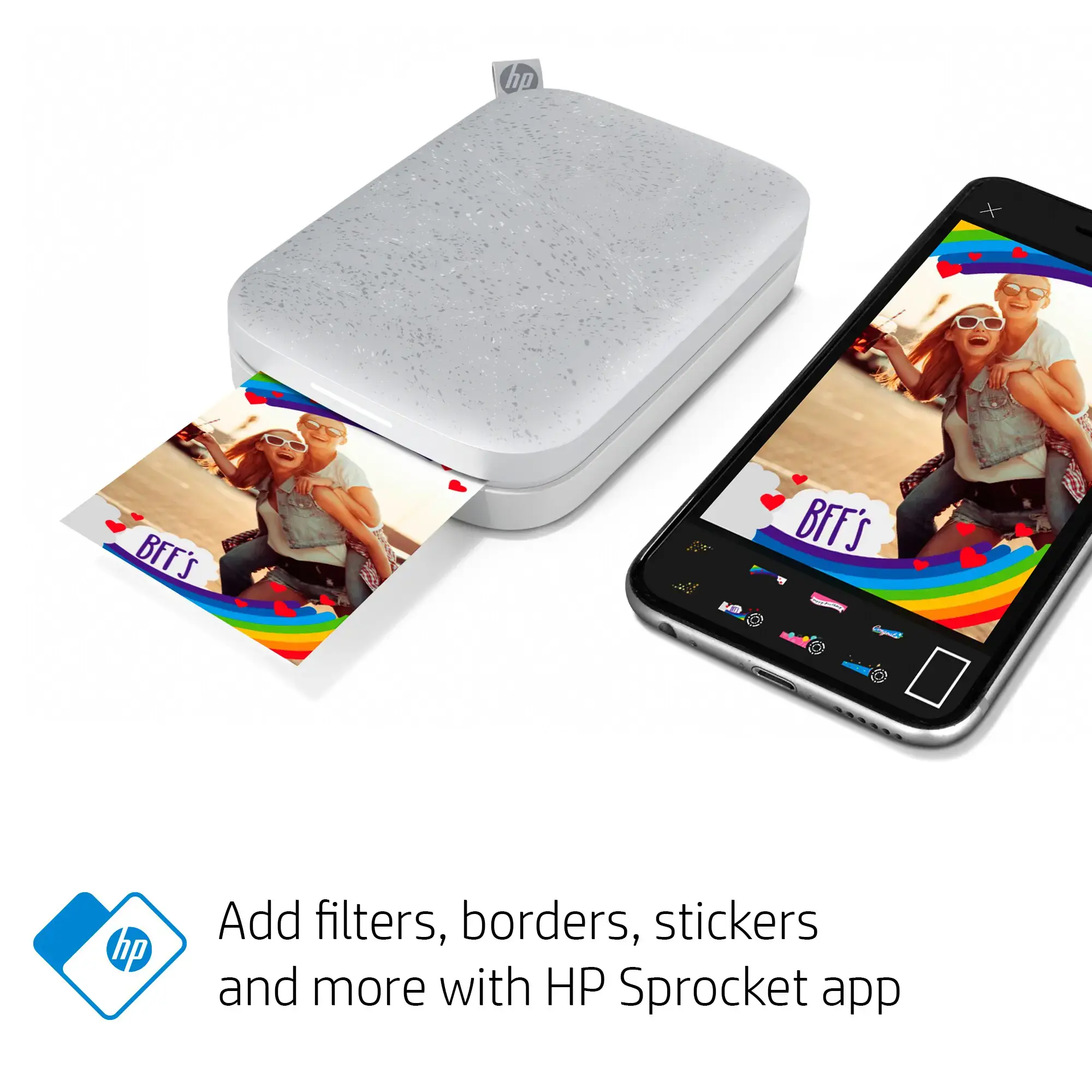 "HP Sprocket 200", ZINK (nulinis rašalas), 313 x 400 DPI, 2" x 3" (5x7,6 cm), "Bluetooth", perlamutrinė