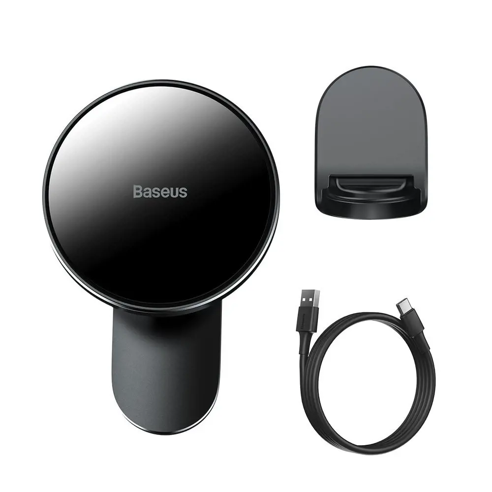 Baseus Big Energy car mount with wireless charger 15W for Iphone 12 (Black)