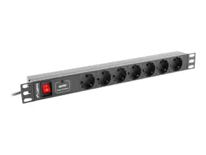 LANBERG PDU-07F-0200-IEC-BK "Lanberg" PDU 1U 10A, 7 kištukiniai lizdai, 2 m, juoda