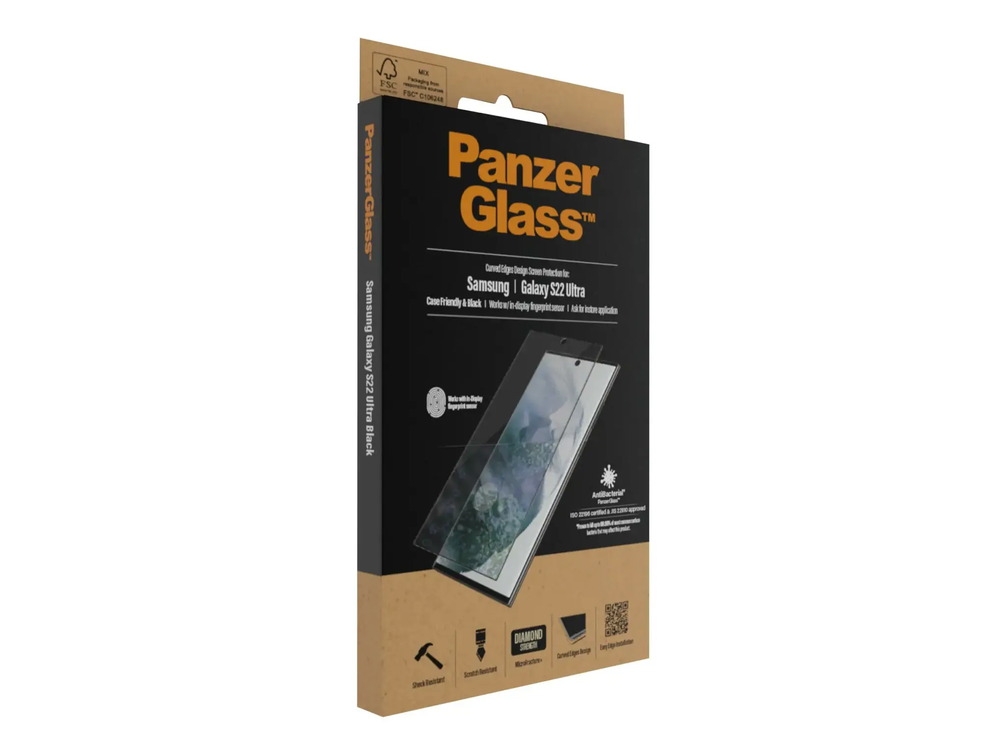 PanzerGlass™ UltraForce1 Samsung Galaxy S22 Ultra | Ekrano apsauga, Skaidri ekrano apsauga, Samsung, Samsung, Samsung - Galaxy S22 Ultra, atspari įbrėžimams, atspari smūgiams, antibakterinė, skaidri, 1 vnt.