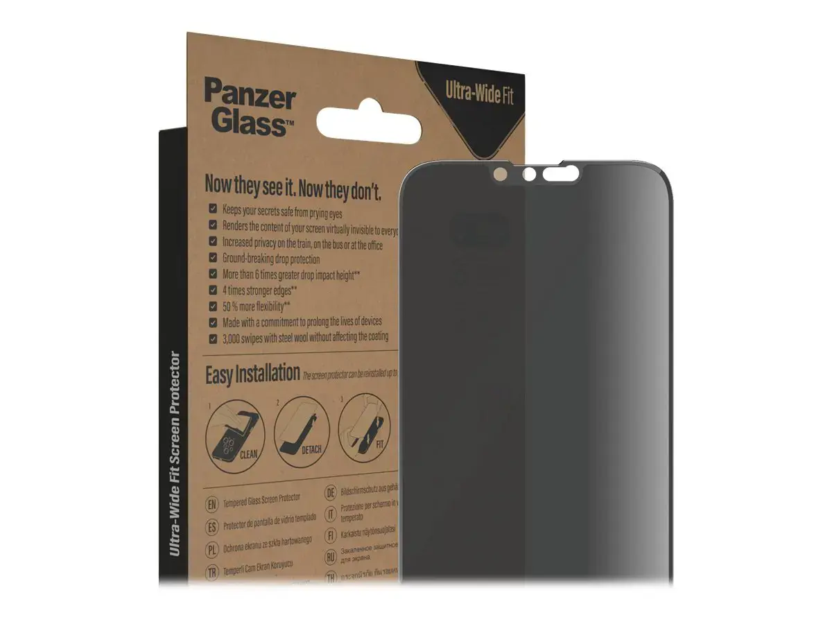PanzerGlass Ultra-Wide Fit Privacy tempered glass for iPhone 14 Plus | 13 Pro Max