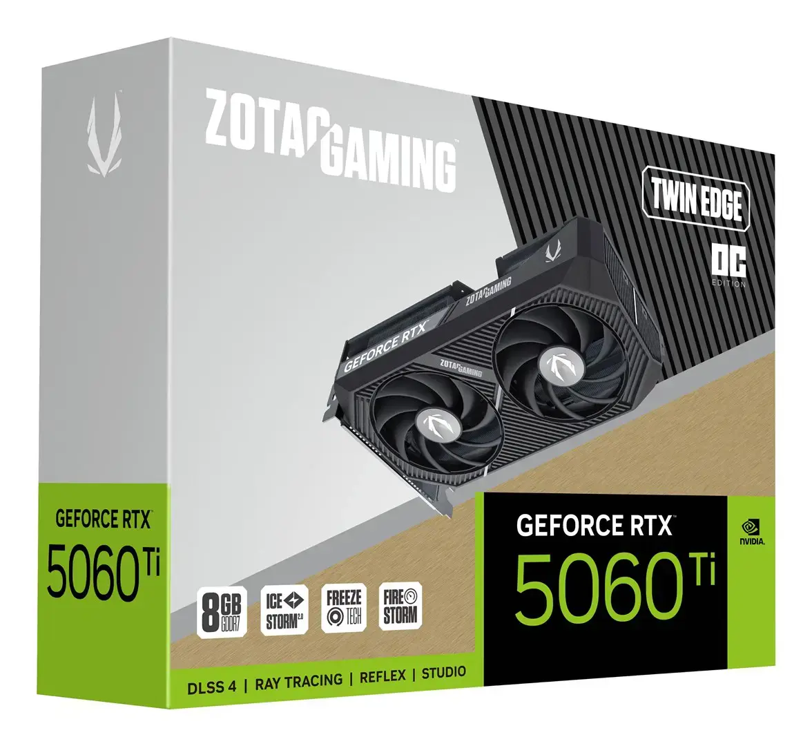 Vaizdo plokštė ZOTAC GeForce RTX 5060 Ti 8 GB, GDDR7, ZT-B50610H-10M