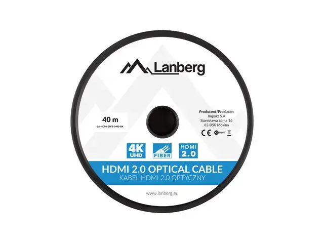 LANBERG HDMI v2.0 M/M kabelis 40 m optinis AOC juodas