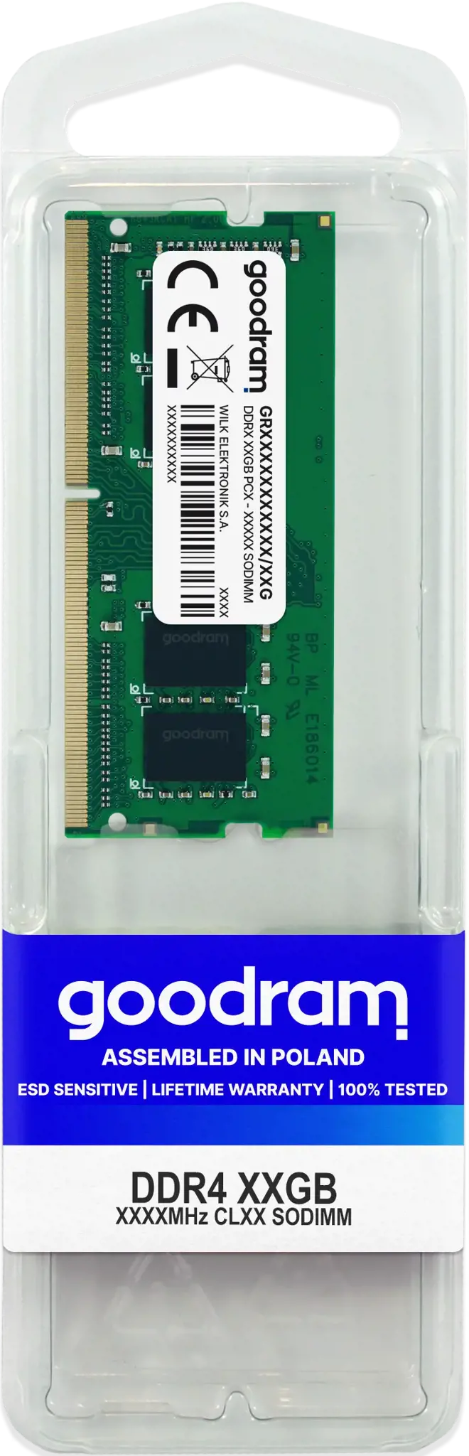 Goodram GR3200S464L22S/8G, 8 GB, 1 x 8 GB, DDR4, 3200 MHz, 260-pin SO-DIMM