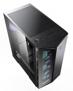 MSI MPG GUNGNIR 110R Vidutinio bokšto žaidimų kompiuterio korpusas, juodas, USB 3.2 Gen2 C tipo, 4x 120 mm ARGB ventiliatorius, "Mystic Light Sync", 1-6 ARGB valdymo plokštė, 2x grūdinto stiklo plokštės, ATX, mATX, mini-ITX, Midi Tower, kompiuteris, juodas, ATX, micro ATX, mini-ITX, metalas, plastikas, SPCC, grūdintas stiklas, žaidimų