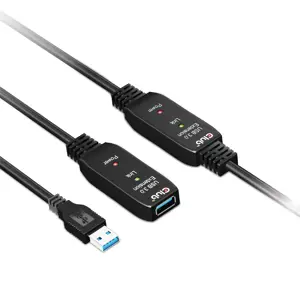 CLUB3D USB 3.2 Gen1 Active Repeater Cable 15m/ 49.2 ft M/F 28AWG, 15 m, USB A, USB A, USB 3.2 Gen 1 (3.1 Gen 1), Black