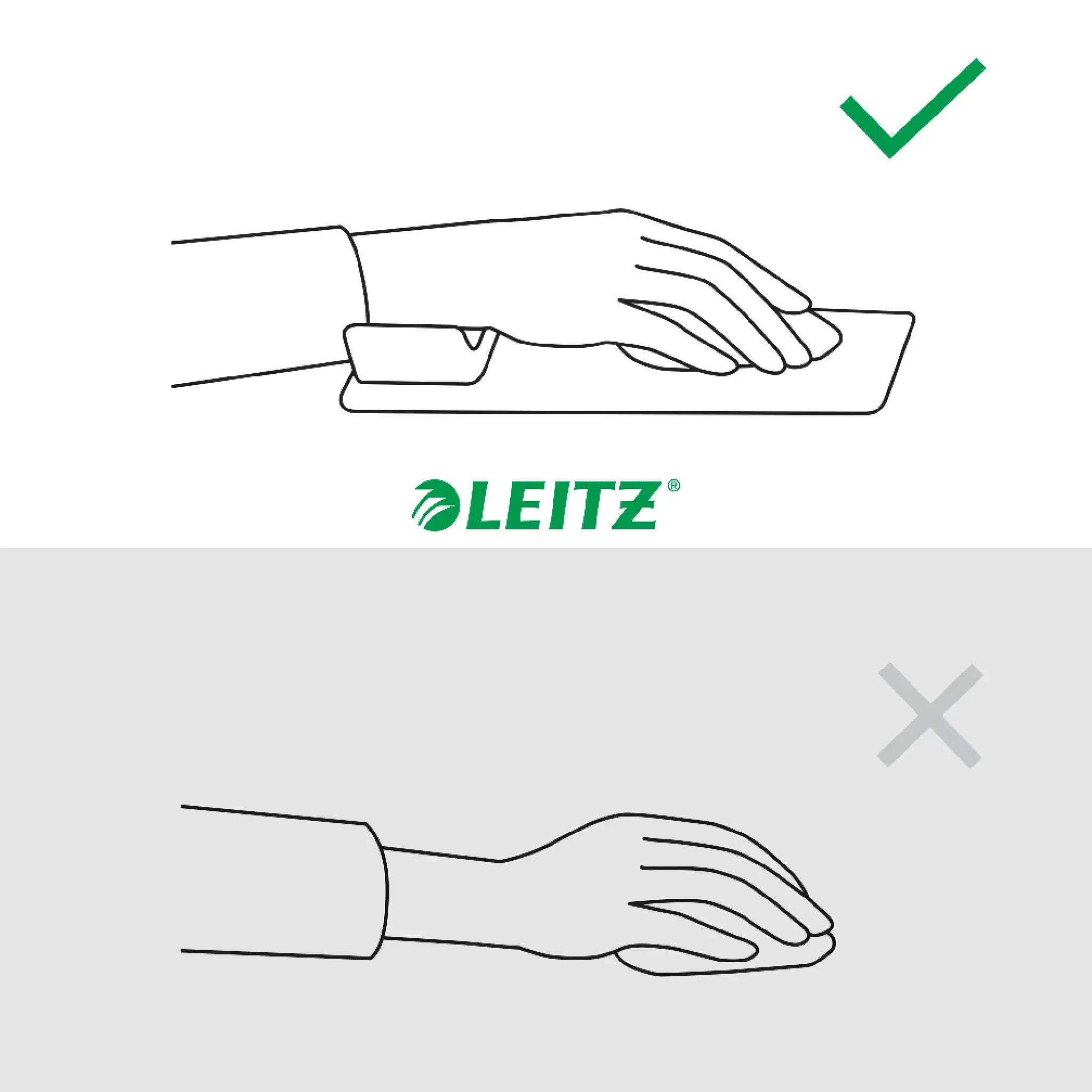 Leitz 65170089, Grey, Monochromatic, Wrist rest, Non-slip base