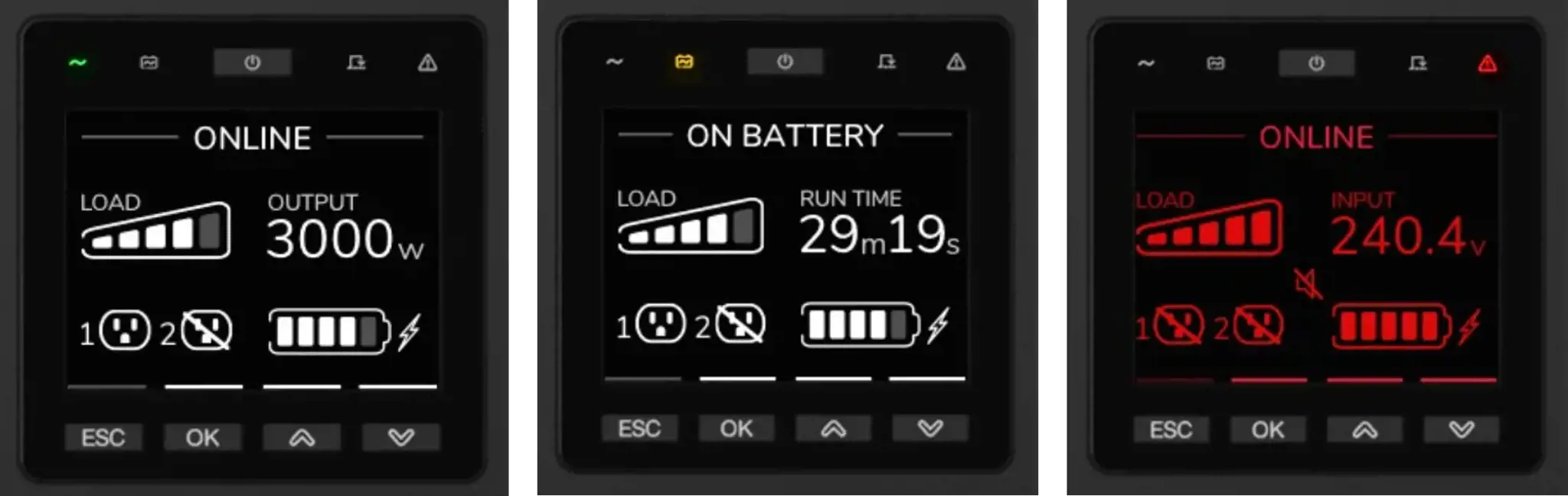 APC SRTG5KXLI, dvigubos konversijos (Online), 5 kVA, 5000 W, sinusinis, 100 V, 285 V