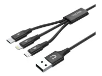 UNITEK kabelis USB 3in1 juodas microUSB USB-C jungtis C14049BK