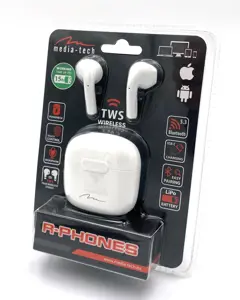 MEDIATECH MT3589W R-PHONES- "Bluetooth" ausinės TWS su maitinimo baterija. Balta
