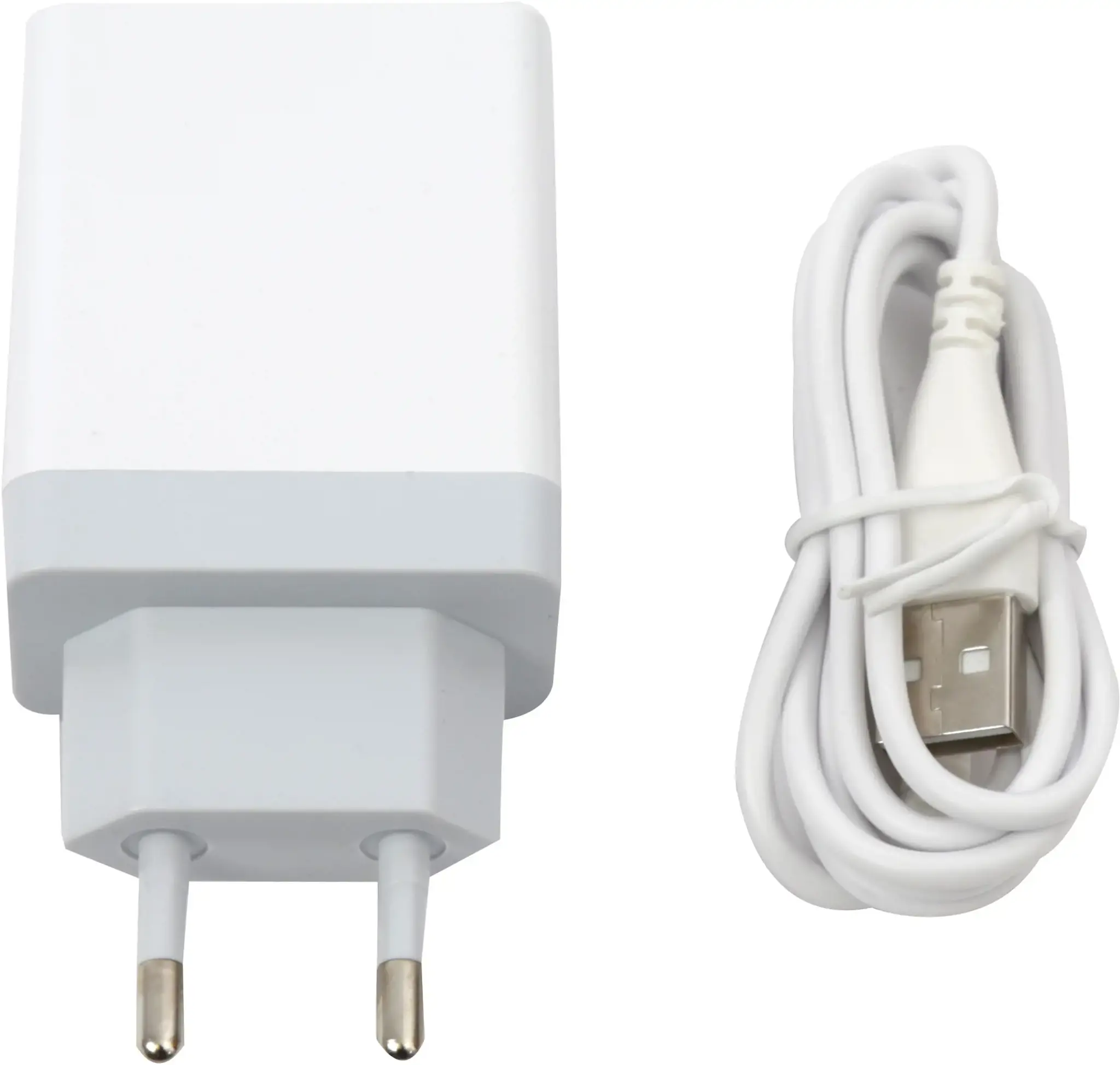 Platinet USB įkroviklis + laidas 2xUSB 3.4A, baltas (43723)