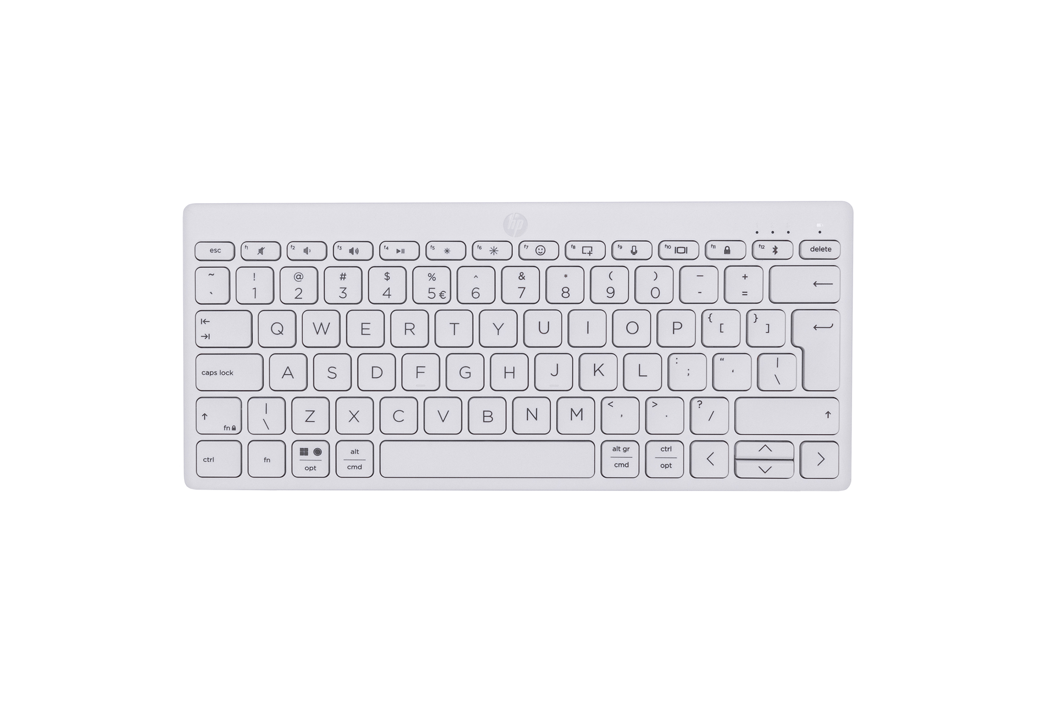 "HP 350 Compact Multi-Device Bluetooth" klaviatūra, mini, "Bluetooth", mechaninė, QWERTY, balta