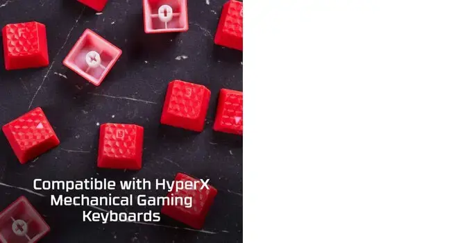 "HyperX" guminiai klavišų dangteliai, klaviatūros dangtelis, termoplastinis elastomeras (TPE), 1,4 mm, raudonos spalvos