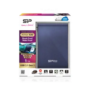 "Silicon Power Armor A80", 1000 GB, 2,5", 3.2 Gen 1 (3.1 Gen 1), mėlyna