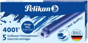 Rašalo kapsulės PELIKAN, 5 vnt., mėlynos spalvos