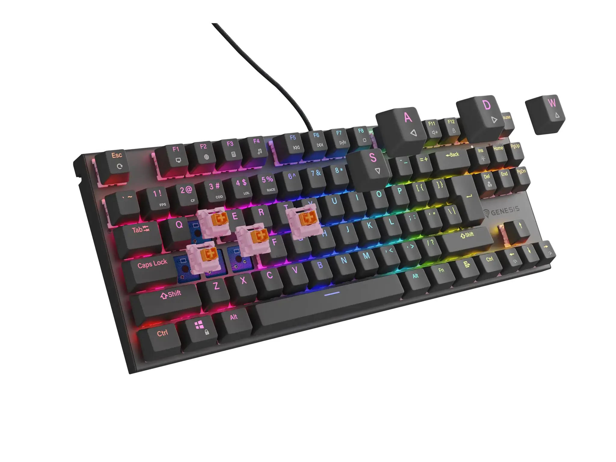 Genesis | THOR 303 | Mechanical Gaming Keyboard | Wired | US | Outemu Peach Silent | Black
