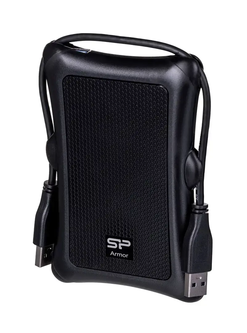 SILICON POWER Išorinis kietasis diskas Armor A30 1TB 2,5 colio USB 3.2 nuo smūgių Juoda MIL-STD 810F metodas 516.5 IV procedūra LED šviesa