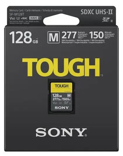 "Sony" SF-M128T, 128 GB, SDXC, 10 klasė, UHS-II, 277 MB/s, 150 MB/s