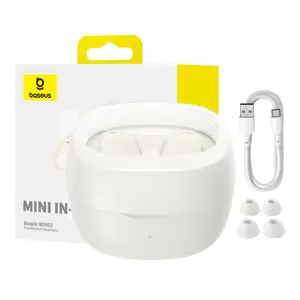 Belaidės ausinės "Baseus Bowie WM02 TWS", "Bluetooth 5.0" (baltos spalvos)