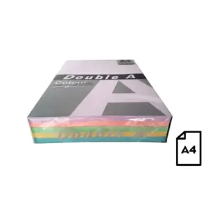 Spalvotas popierius Double A, 80g, A4, 500 lapų, Rainbow 3, 5 spalvų