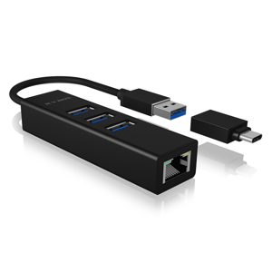 ICY BOX IB-HUB1419-LAN, USB 3.2 Gen 1 (3.1 Gen 1) Type-A, RJ-45, USB 3.2 Gen 1 (3.1 Gen 1) Type-A, …