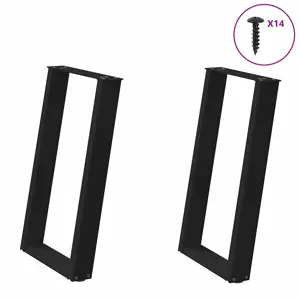 Valgomojo stalo kojelės, U formos, 2 vnt., juodos, 50x(72-73) cm, plienas