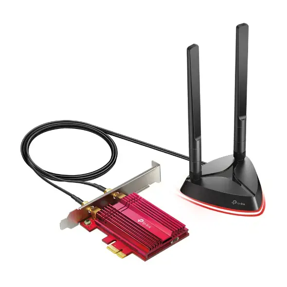 TP-Link Archer TX3000E, vidinis, belaidis, PCI Express, WLAN / Bluetooth, 2402 Mbps, juodas, raudonas