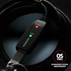 "Axagon ADR-220" aktyvusis ilgintuvas USB 2.0 A-M > A-F kabelis, 20 m ilgio. Maitinimo šaltinio parinktis.