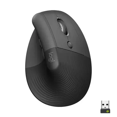 "LOGITECH LIFT" dešinioji vertikalioji ergonominė pelė - GRAFITAS / BLACK - EMEA