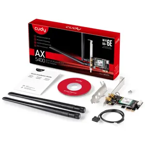 CUDY WE3000 AX5400 "Wi-Fi 6" + BT 5.2 "Intel AX210" PCIe tinklo kortelė