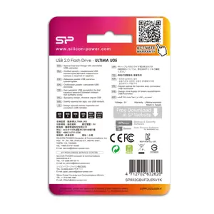 "Silicon Power Ultima U05", 32 GB, USB Type-A, 2.0, skaidrių, 9,2 g, juoda