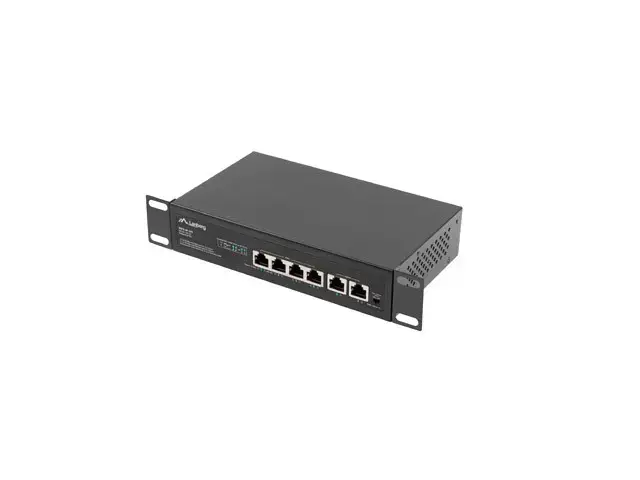 LANBERG komutatorius PoE 19 colių 6 prievadų 100MB 4 prievadai PoE 30W/prievadui maks. 60W DSP3-0105-60W nevaldomas