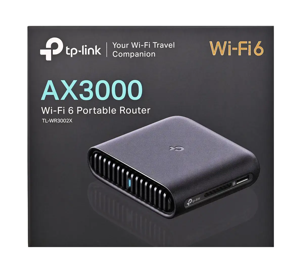 TP-LINK AX3000 Wi-Fi 6 Portable Router | TL-WR3002X | 802.11ax | 574/2402 Mbit/s | Ethernet LAN (RJ-45) ports 1 | Mesh Support No | MU-MiMO No | No mobile broadband