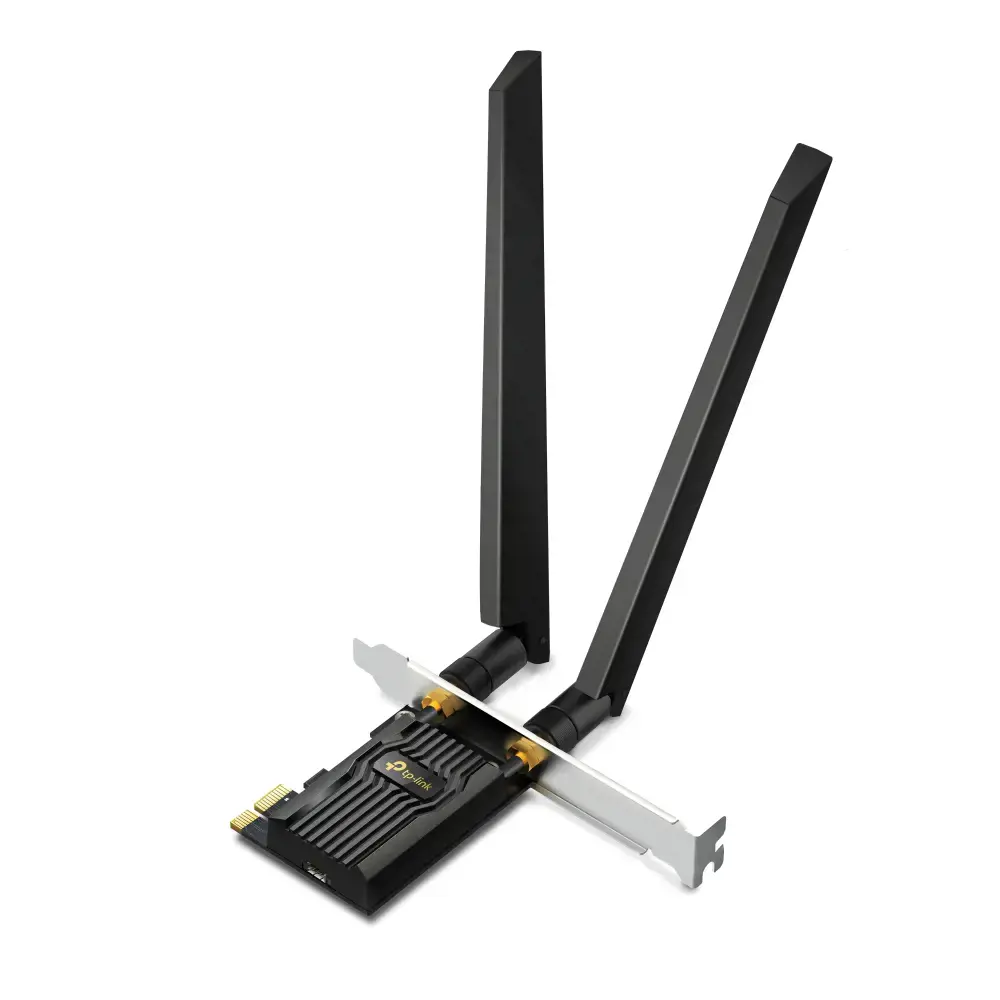 TP-Link AXE5400 "Wi-Fi 6E Bluetooth 5.3 PCIe" adapteris, vidinis, laidinis, "PCI Express", WLAN / "Bluetooth", 2402 Mbps, juodas
