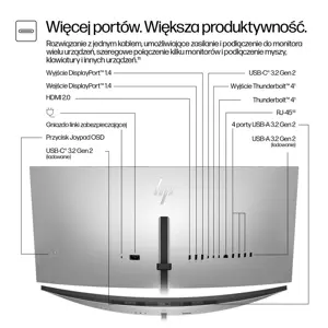 HP 734pm Series 7 Pro Curved Conferencing Monitor - 34" 3440x1440 WQHD 400-nit 120Hz AG, Curved, IPS HDR, USB-C(100W/65W/15W)/HDMI/DisplayPort Daisy-Chain, 5x USB-A, speakers, 5MP webcam, RJ-45 LAN, height adjustable/tilt/swivel, 3 years