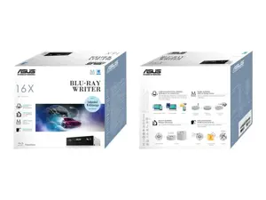 ASUS BW-16D1HT Mažmeninė tylioji, juoda, dėklas, vertikalus/horizontalus, stalinis kompiuteris, "Blu-Ray RW", "Serial ATA