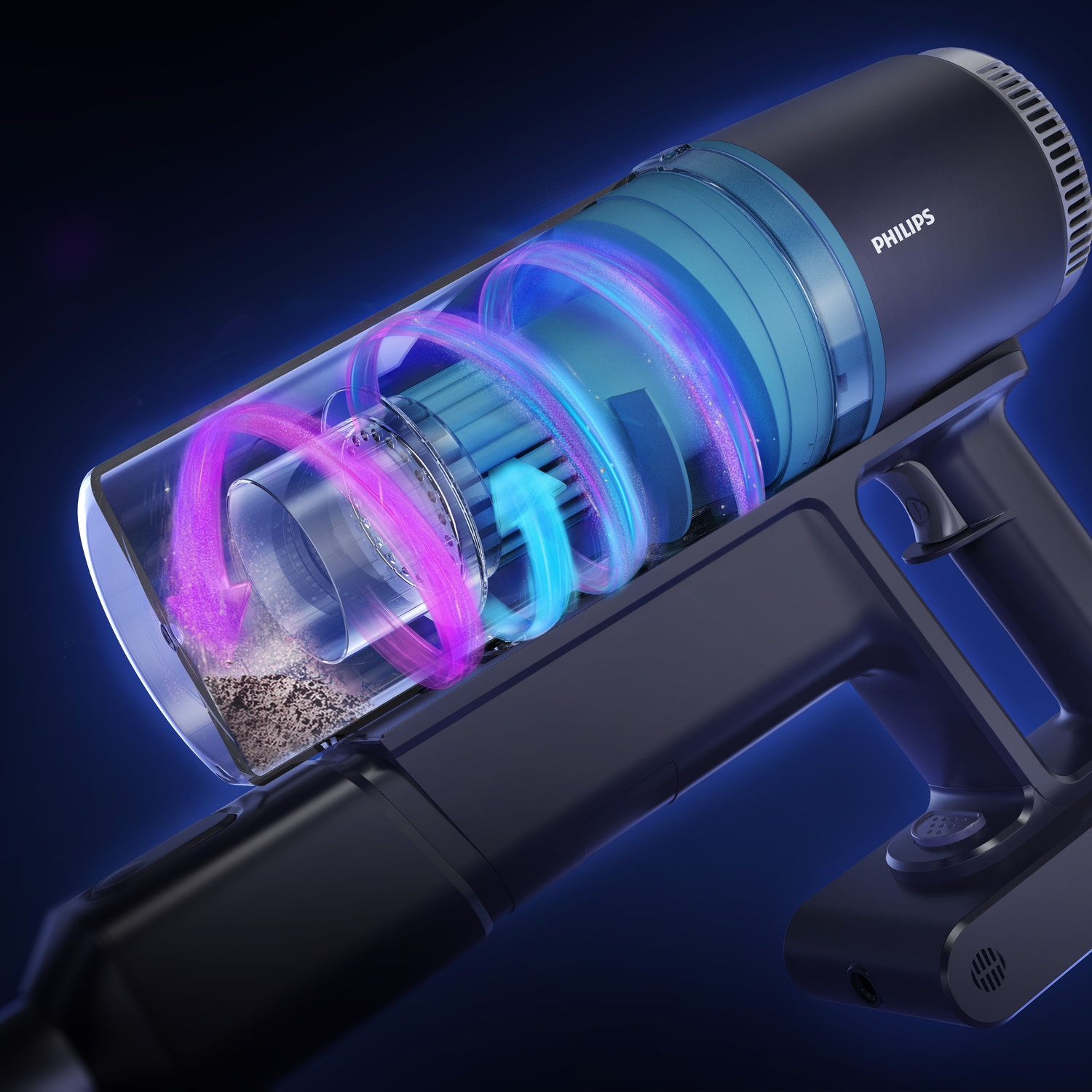 Philips 3000 series XC3133/01, Stick vacuum, Bagless, Black, Blue, Dry, Cyclonic/filtering, Battery