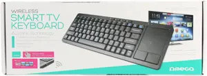 Omega OKB004B belaidė klaviatūra + jutiklinė planšetė, skirta išmaniajam televizoriui | Android | MacOS | Linux | iTV | 2,4 Ghz USB juoda (LAT)